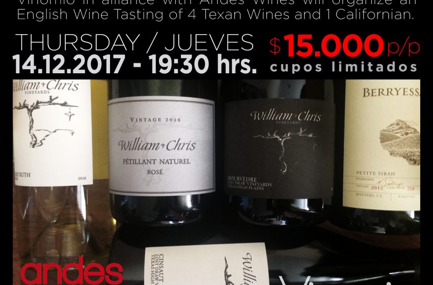 English Wine Tasting of Texan & California Wines at Vinomio Wine Store